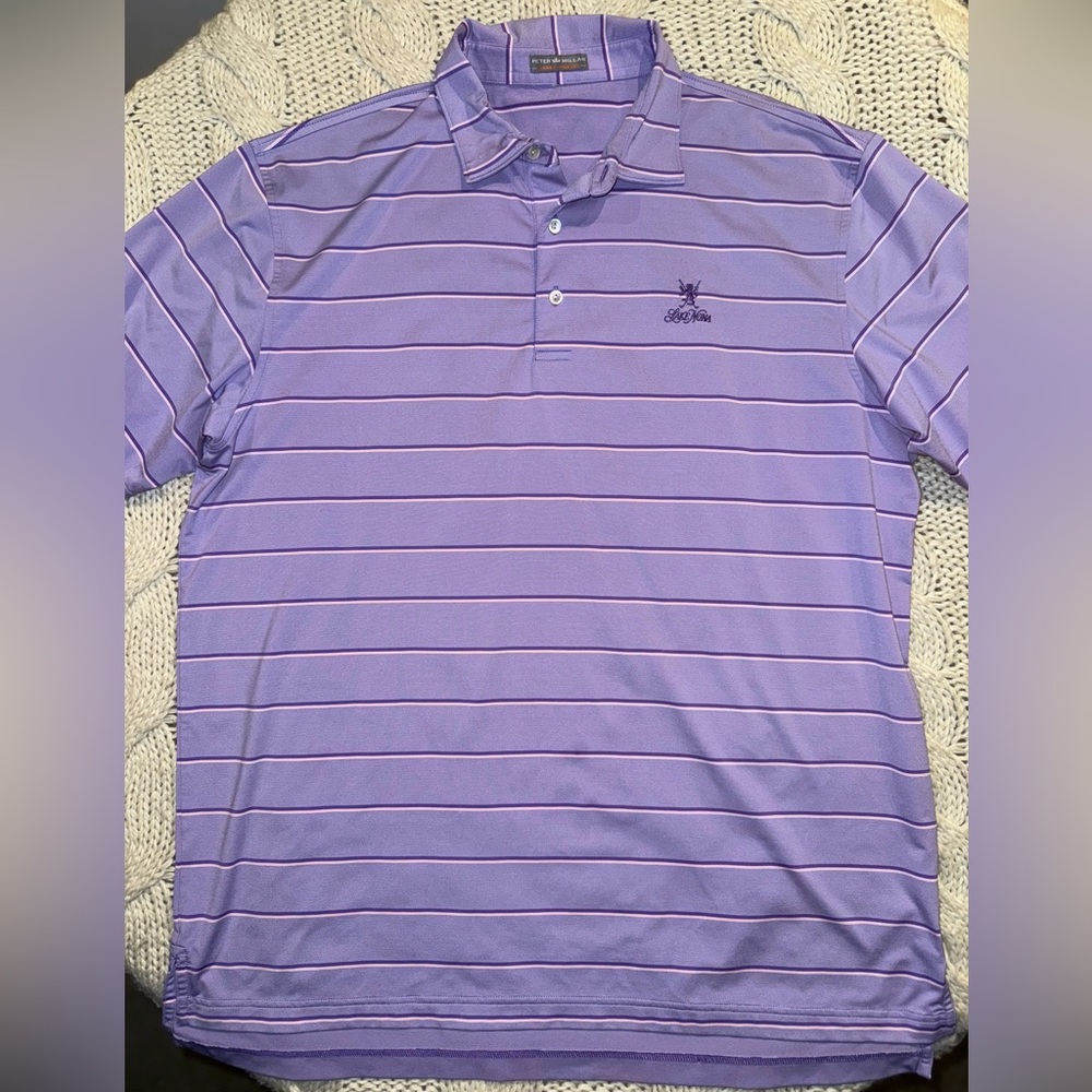 Peter Millar golf summer comfort Purple Striped Polo Shirt